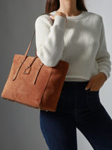 Sac Port paule Altesse Suede Cuir Etrier Marron altesse suede EASU088M-vue-porte